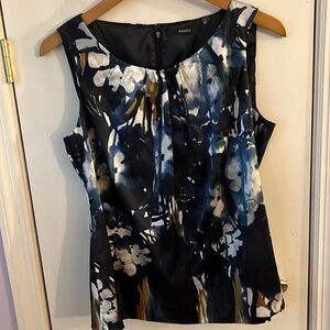 Tahari Muted Floral Watercolor Sleeveless Top Size medium